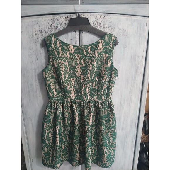 Zara Lace Mini Dress Green Lrg Boho Cottage Core Feminine - Picture 1 of 12